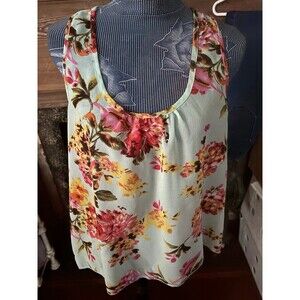 Speed Control Size Large Women’s Sleeveless Blouse Floral 40” Bust 24” Length